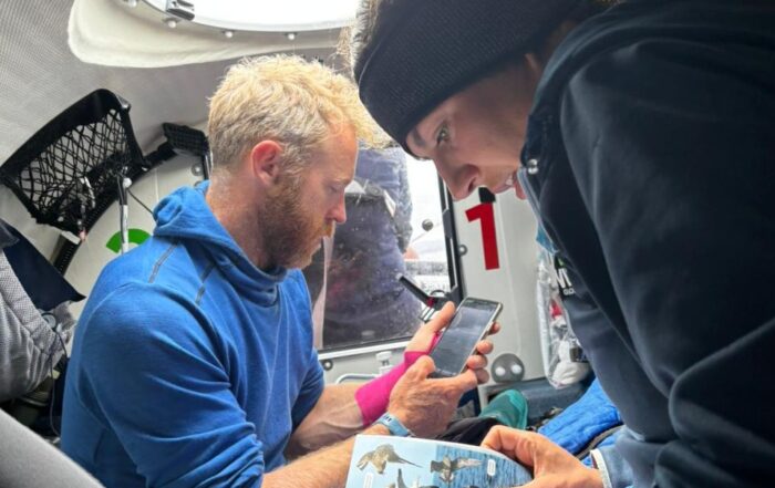 Patrick and Lia in the boat cabin
