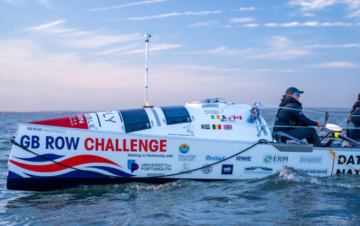 Ocean rowing boat on the sea