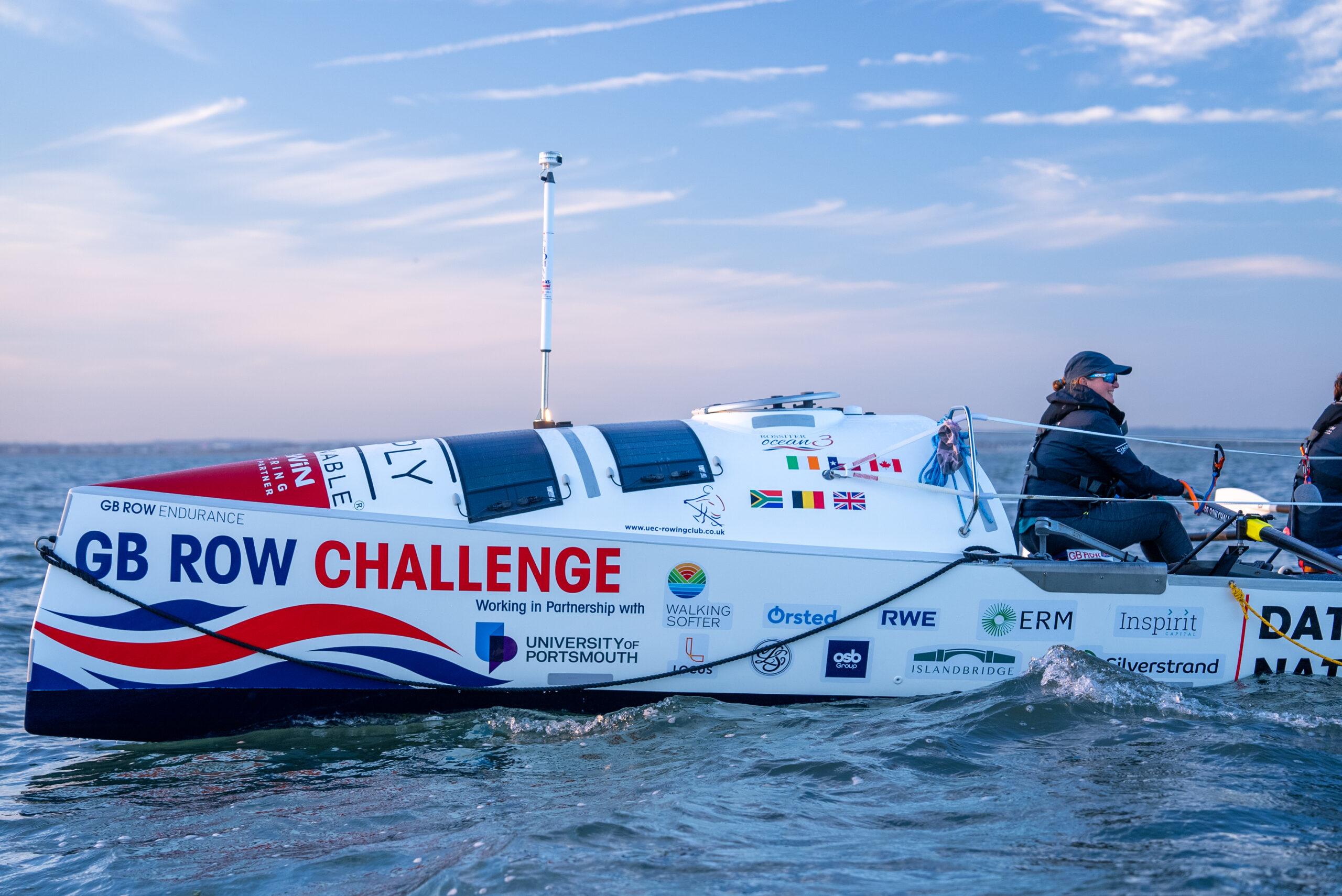 Ocean rowing boat on the sea