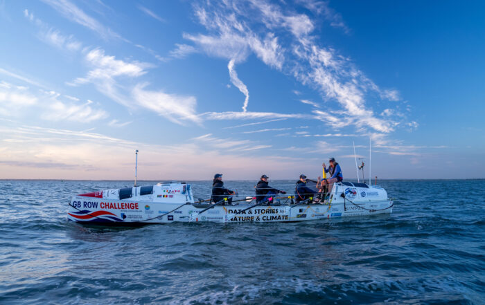 Ocean rowing boat on the sea